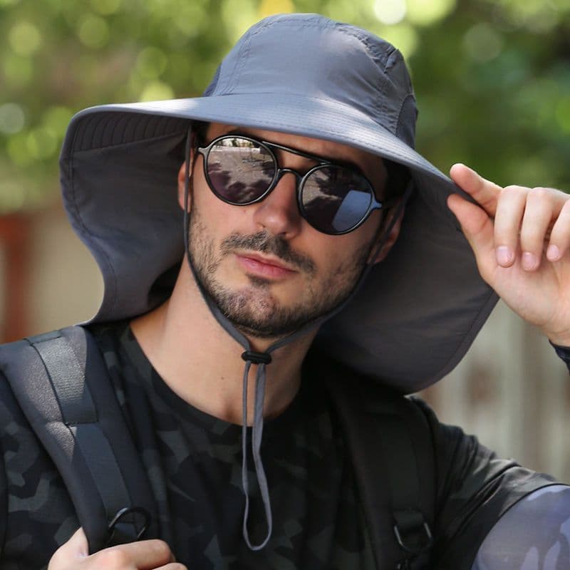 Chapéu de sol Anti-ultravioleta protetor solar chapéu máscara masculina balde de verão chapéu de pesca ao ar livre monta