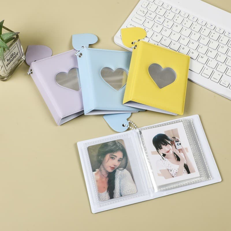 1 Peça 3 Polegada Titular Do Cartão Fotográfico Coração Amor Oco Álbum De Fotos 40 Bolsos Pasta De Mini Ídolo Caso De Ar