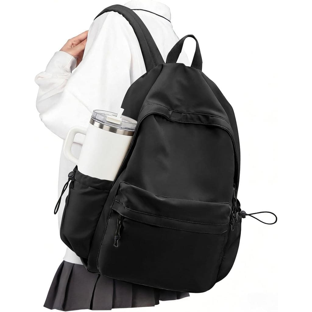 Mochila Escolar VECAVE Preta Impermeável, Mochila Casual Leve para Viagens, Mochila de Uso Diário para Homens e Mulheres