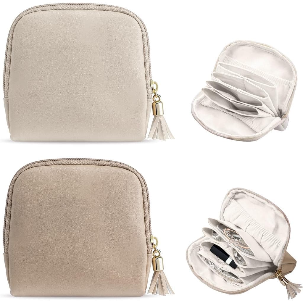 2 peças de mini bolsa de armazenamento de joias para mulheres – Bolsa portátil para maquiagem e moedas, organizador pequ