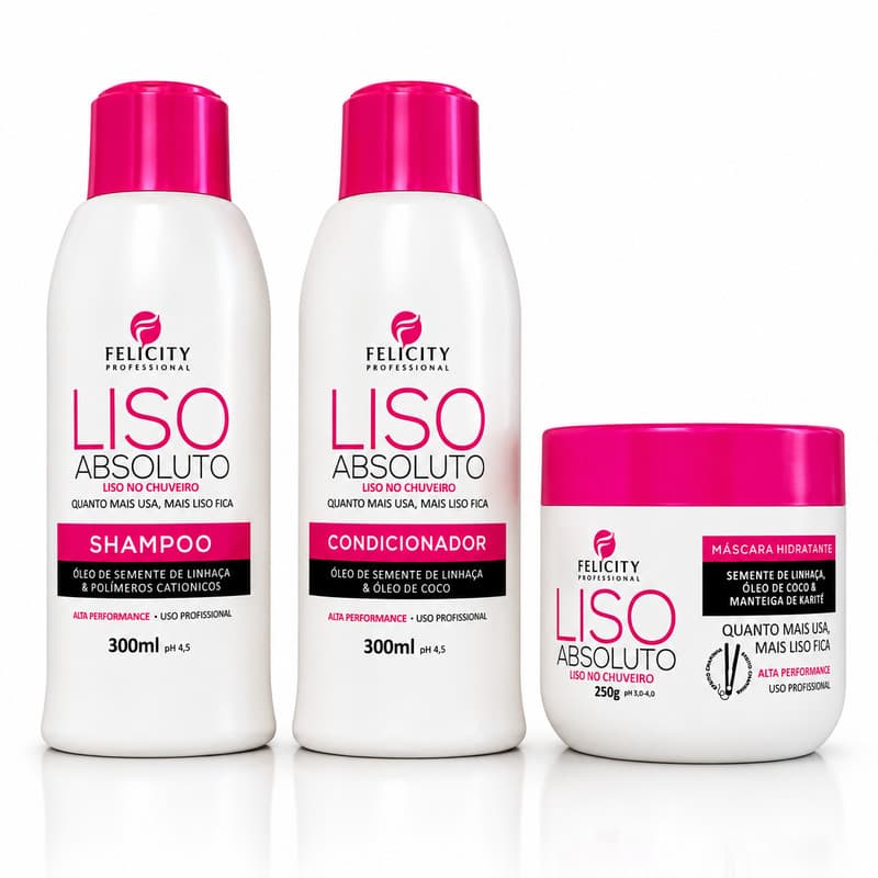 Kit Liso absoluto Shampoo, condicionador e Mascara 3x300ml