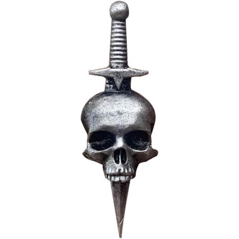 Broche de Crânio Gótico com Adagas, Broche de Esqueleto Vintage de Horror, Broche de Espadas Cruzadas, Broche de Lapela