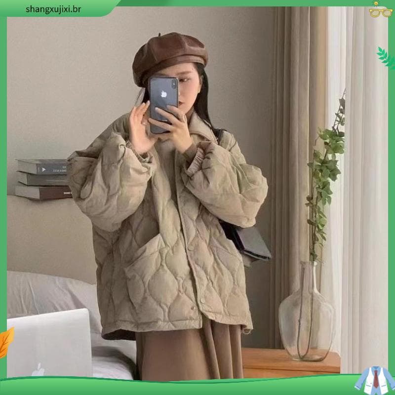 202 2 Outono Inverno Novo Estilo Japonês Estudante Lapela Versão Coreana Solta All-Match Engrossado Algodão Quente Acolc