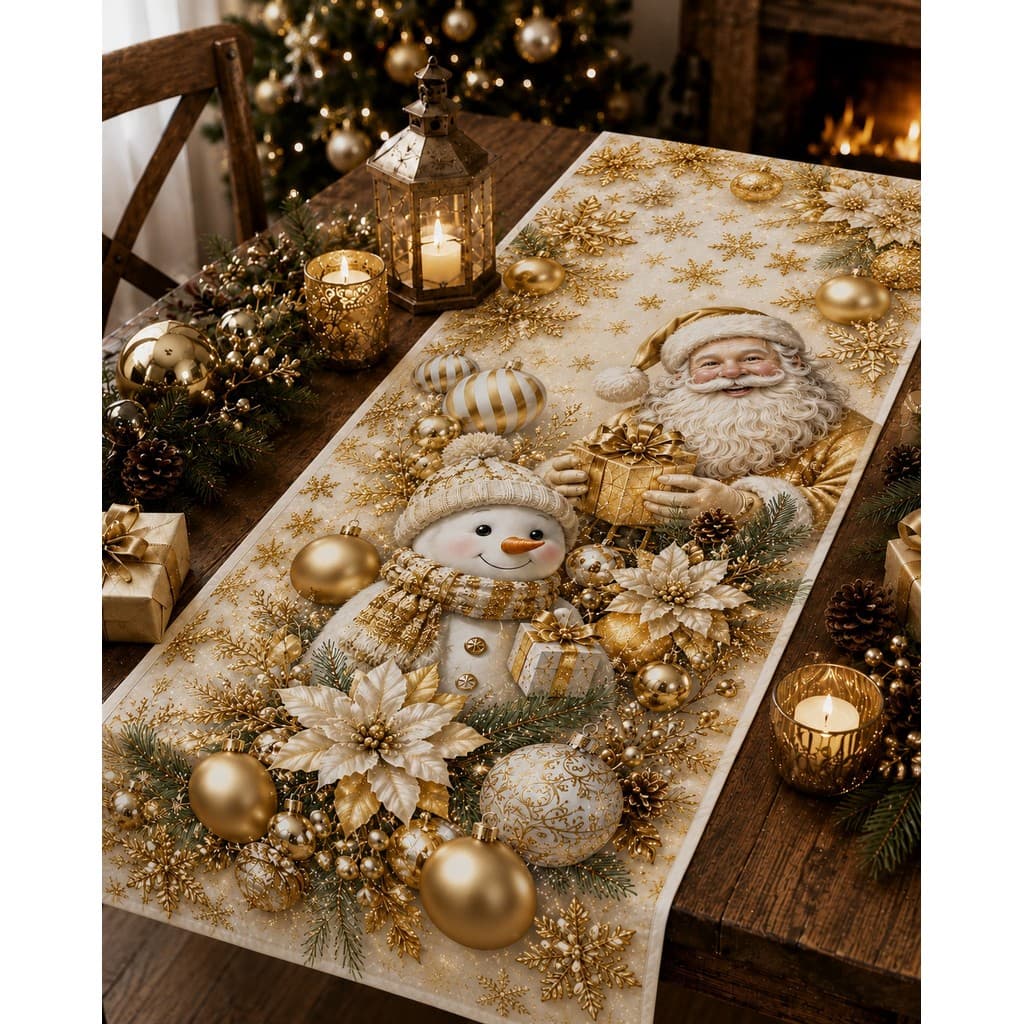 Trilho de Mesa caminho Oxford Premium para Cozinha Decoração estampa NATAL PAPAI NOEL FIM DE ANO FESTA