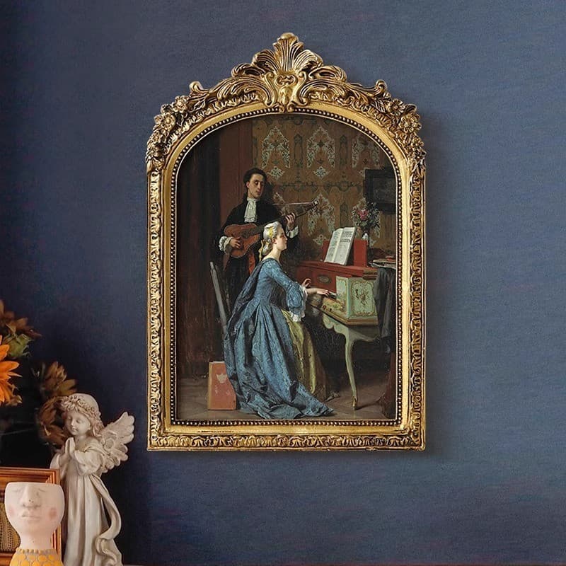 Resina esculpida francesa americana, 20cm, 23cm, 27cm, formato especial, moldura dourada, suspensão de parede, moldura d