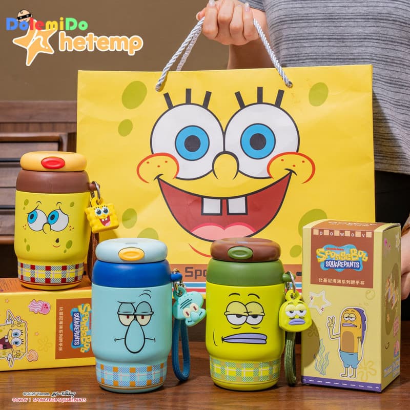 Copo térmico com canudo da Hengdu em colaboração com o SpongeBob, copo de água de alta estética para meninas, copo espec