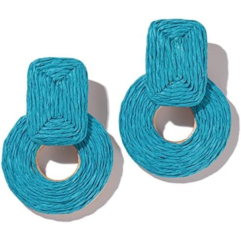Boho Statement Ráfia Brincos Coloridos Verão Praia Grande Diversão | Geométrico Robusto Quadrado Balançar Acessórios Vai