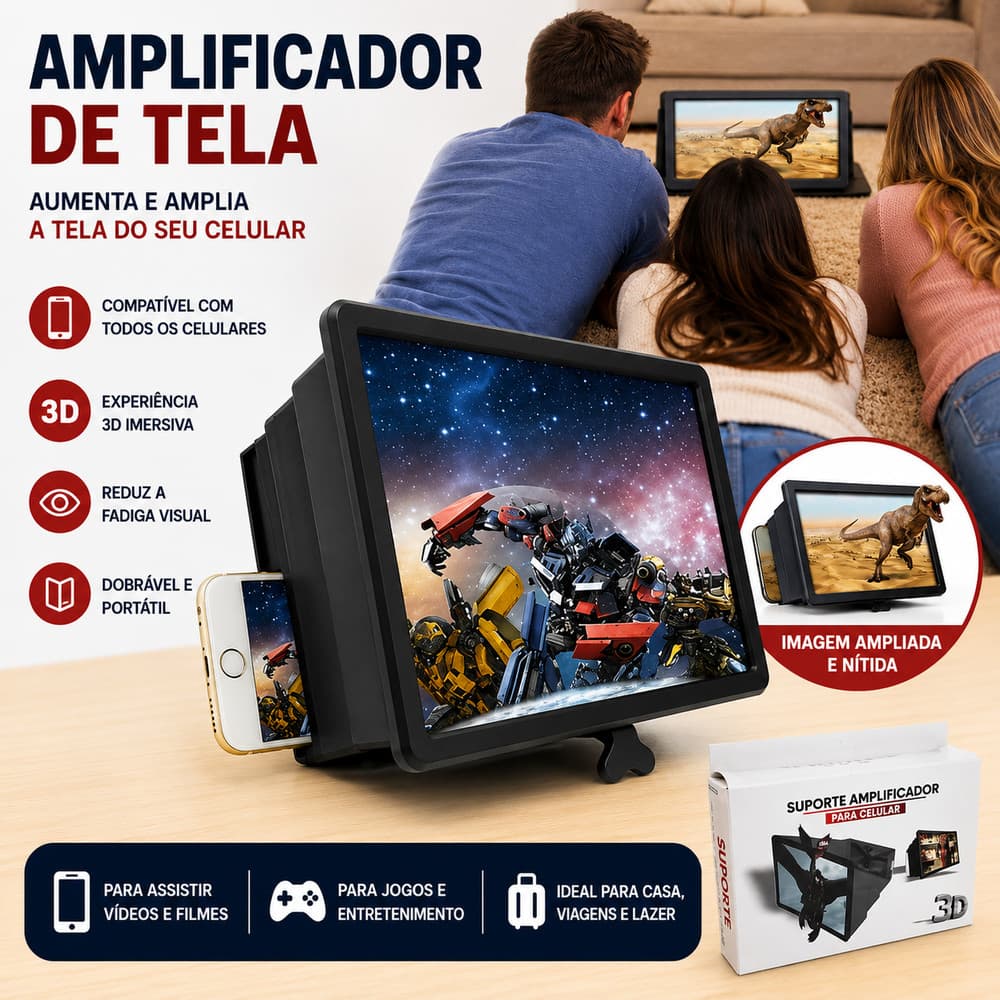 Ampliador De Imagem Tela Telefone Celular Amplificador Tela Ultra Clara Luz Anti-Azul