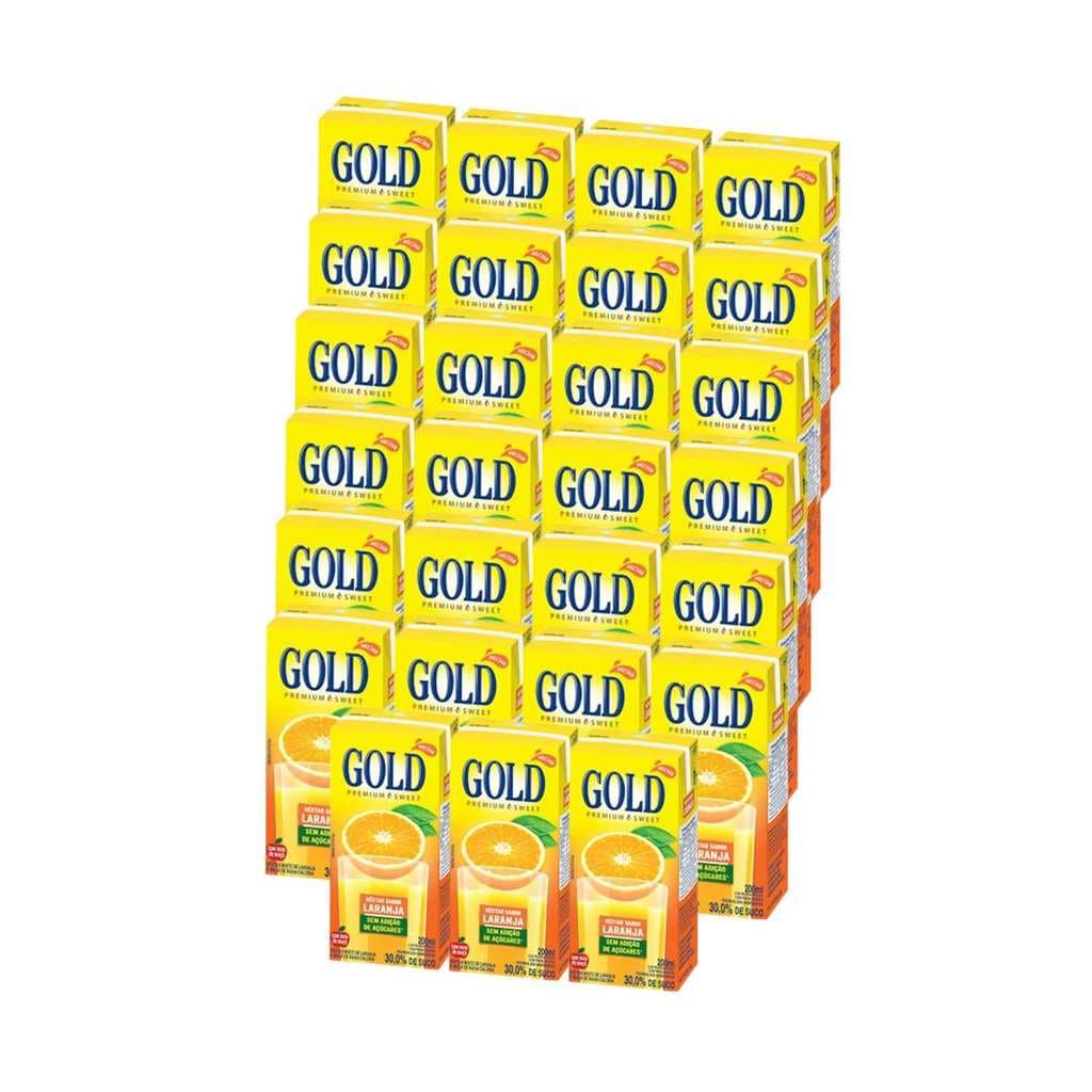 Kit Suco Néctar De Laranja Zero Açúcar - Gold 27 Unidades 200ml