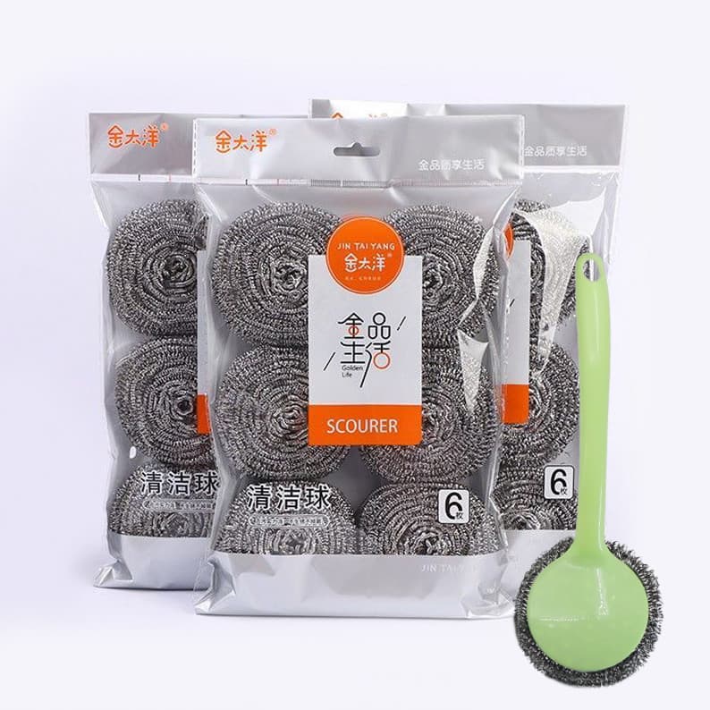 Bola de fio de aço inoxidável, bola de limpeza grande de qualidade alimentar, escova de panela doméstica, ferramenta úti