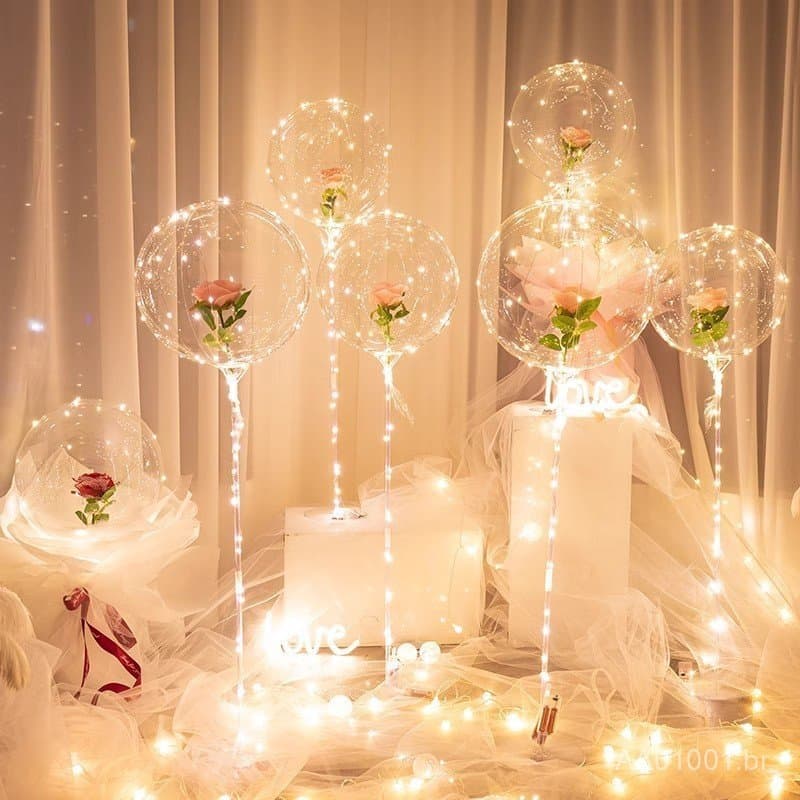 Balão de Rosa, Acessórios de Ambiente, Bola de Bolhas, Decoração de Aniversário, Pedido de Casamento, Arranjo de Cena In