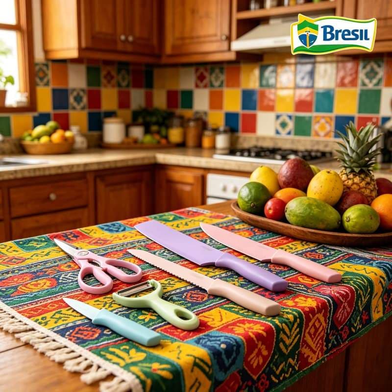 Jogo De Facas De Cozinha Inox 6 Peças Alta Durabilidade Cutelo  Faca Chef Serrilhada Descascador Corte Excelente