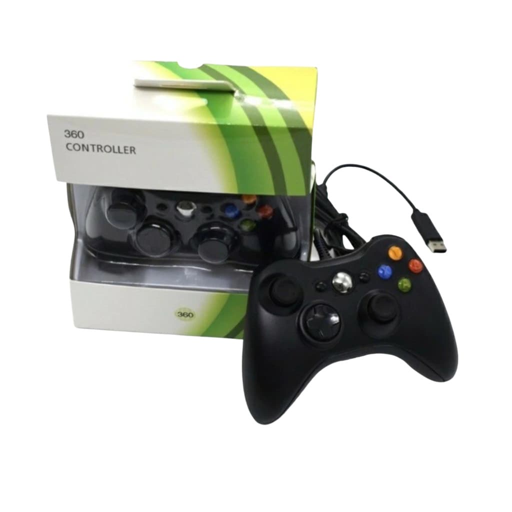 Kit 2 Controles Xbox 360 com Fio USB Compatível PC Notebook Windows Joystick Gamer Plug Play