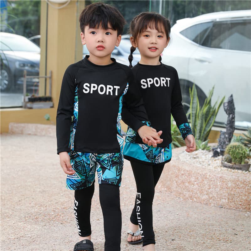 Crianças maiô meninos de manga comprida protetor solar surf terno meninas bebê pai-filho primavera quente maiô de secage
