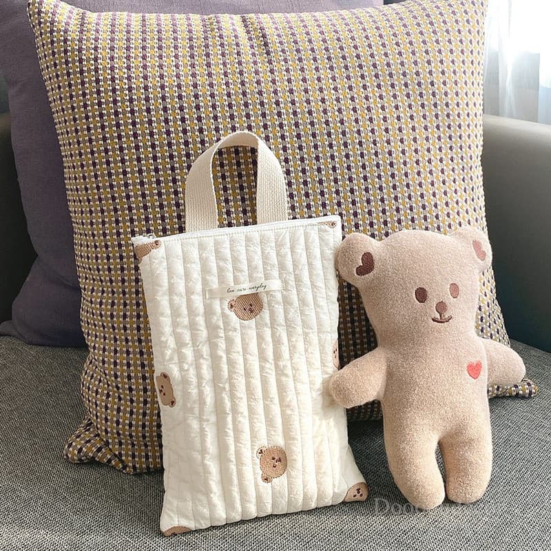 Coreano ins estilo bolsa passeio acolchoado bordado carrinho de bebê armazenamento mamãe saco mudança zíper saco