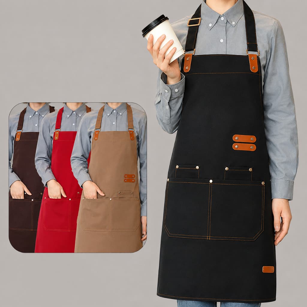 Avental Unissex Ajustável para Cozinha com 2 Bolsos Frontais Multiuso