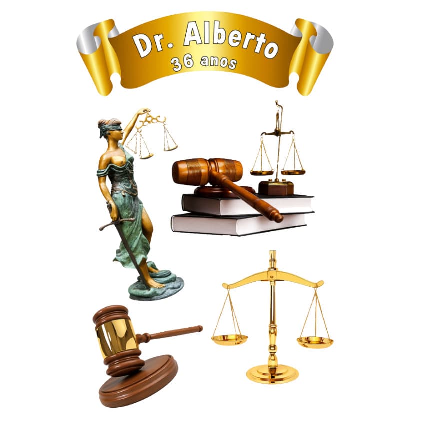 Topo Topper de Bolo Advogado Advocacia Advogada Faculdade Personalizado Nome Idade QP4