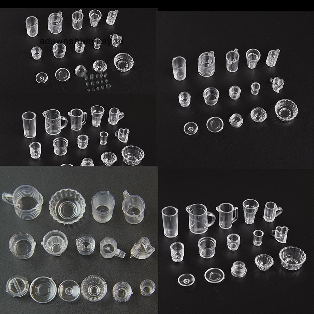 Adwnshubiuay 15 Unidades/Conjunto Mini Copos Transparentes Para Bebidas Prato Talheres Miniaturas BR