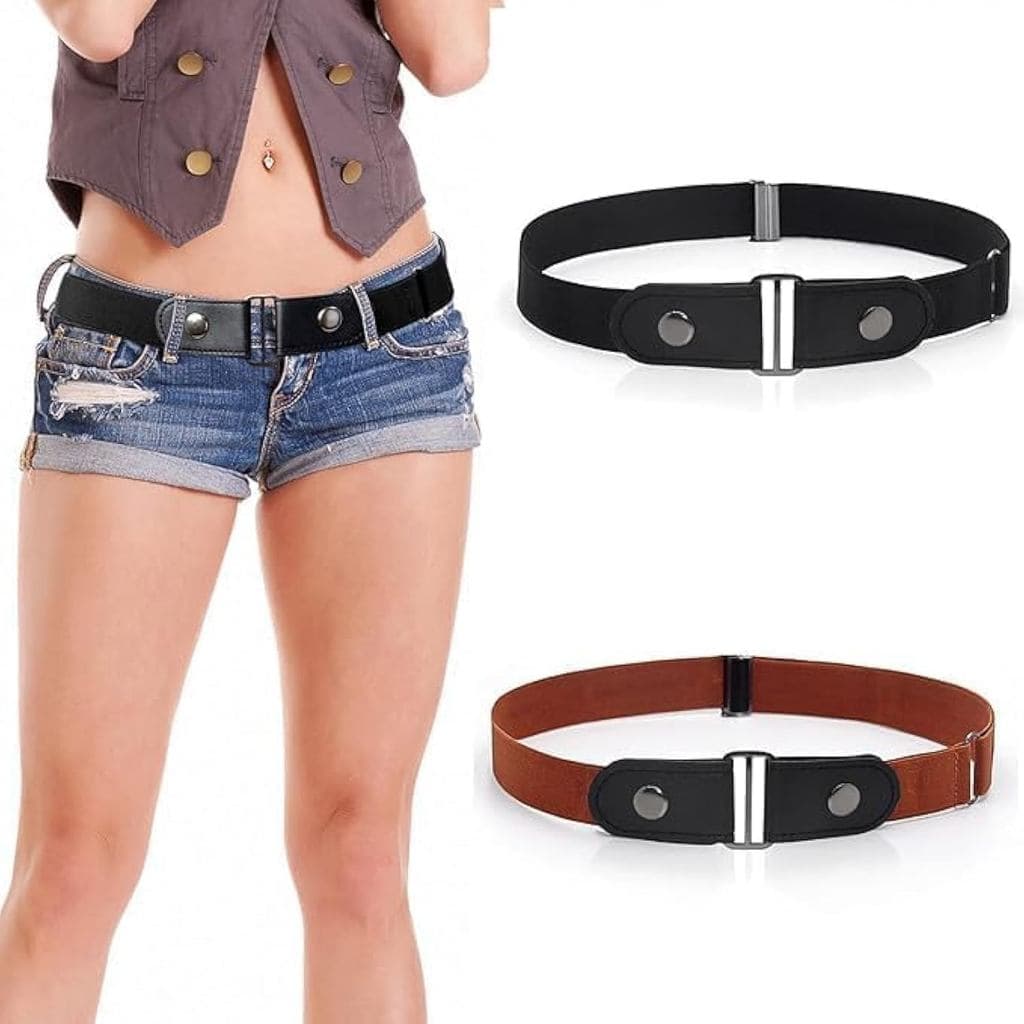 2 Peças de Cinto Elástico Invisível para Mulheres Sem Fivela, Unissex, Sem Fivela, Ajustável para Calças Jeans, Vestidos