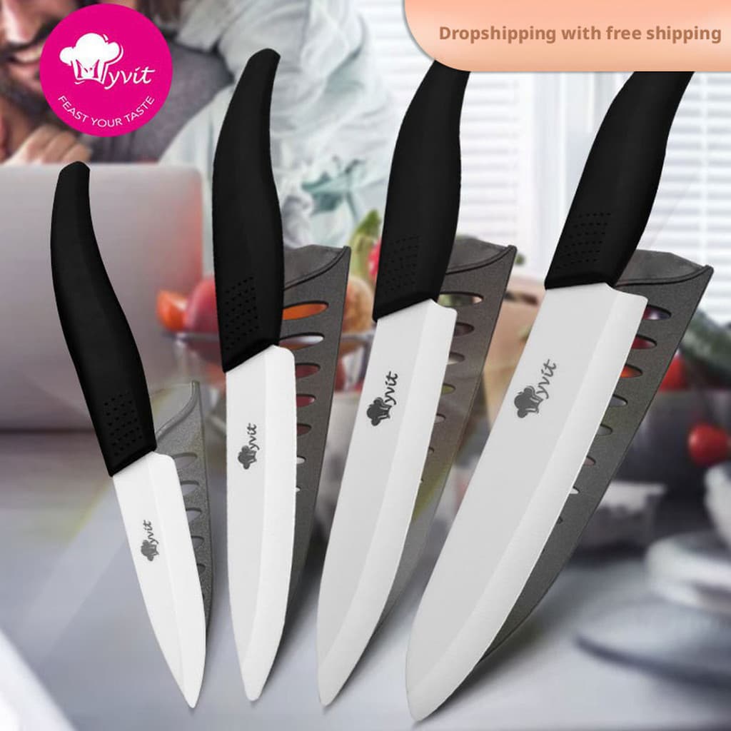 Conjunto De Faca De Cozinha De Cerâmica , Facas Afiadas De Chef De Frutas E Vegetais Antiferrugem Com Descascador