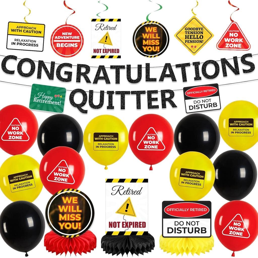 Decorações para Festa de Aposentadoria para Colegas de Trabalho, Tema Divertido de Aviso, Decorações de Aposentadoria co