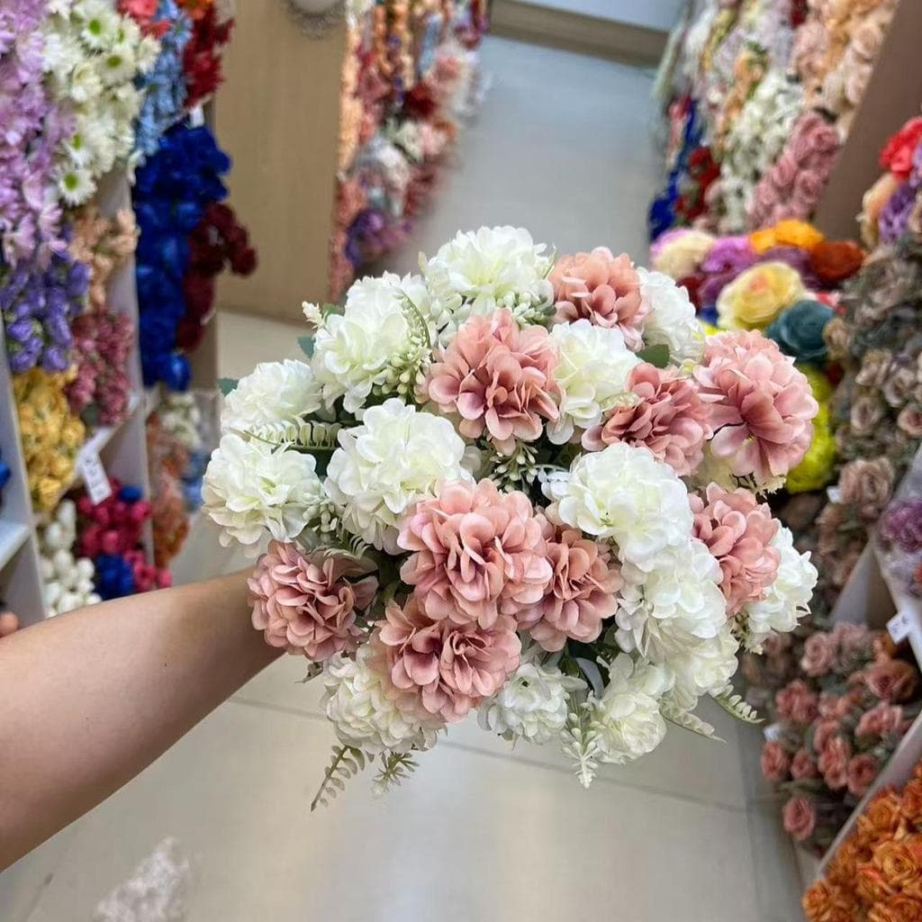 Crisântemo Artificial Bola 5 Flores, Decoração Casa, Casamento, Arranjo Floral RM-2646