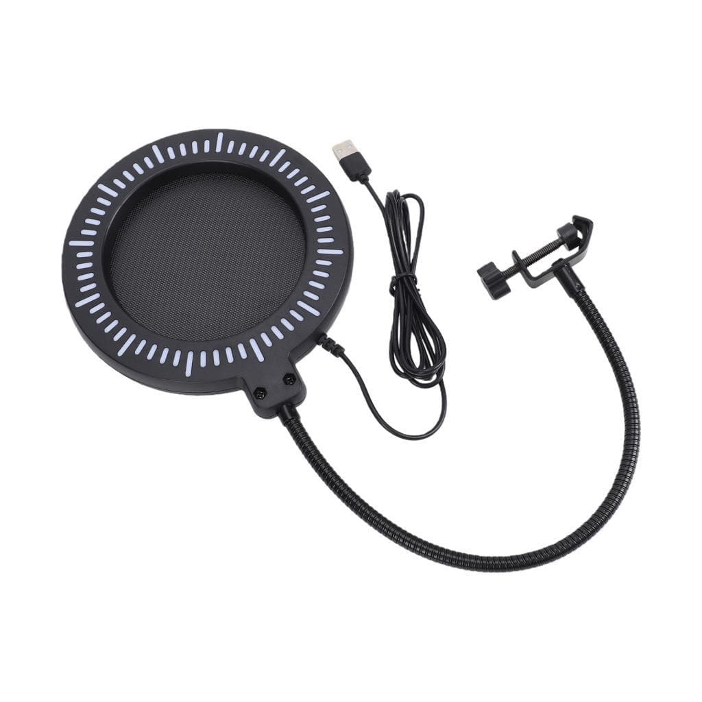 pinkdayone-BR Eacam RGB Microfone Pop Filter Mic Metal Windscreen Precision Mesh Gooseneck Ring Light Braçadeira
