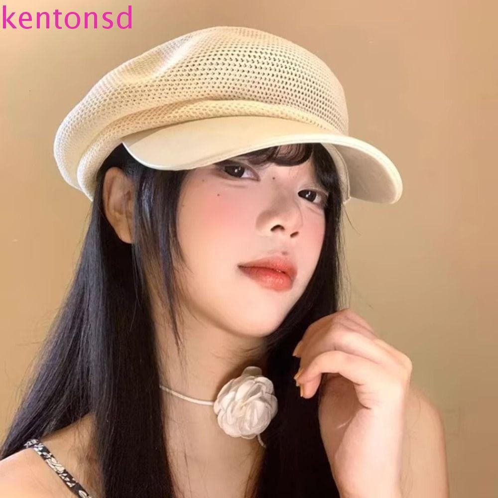 Boina de Malha Oca KENTONSD, Boina Respirável Adequada para Artistas Coreanos, Chapéu LGFE Feminino Retro Y2K Versátil