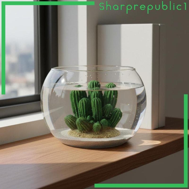 [Sharprepublic1] Cactus Decoração De Aquário Cor Não Desbotada Resina Hideout Detalhes Realistas Plantas Artificiais Do