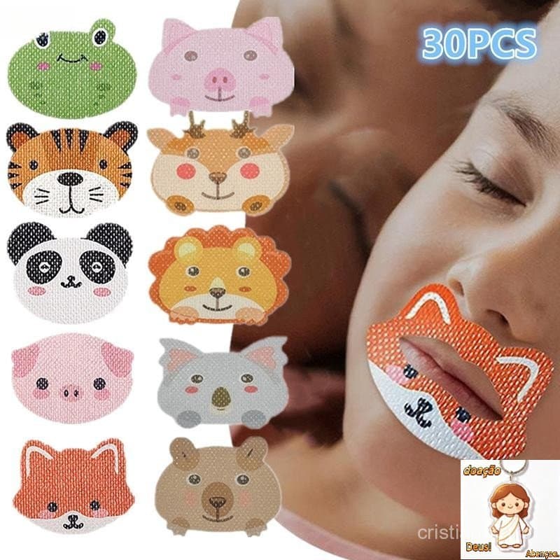 30 Pcs Adesivos Anti-Ronco De Desenho Animado Infantil De Boca Fechada Para Dormir Remendo De Correção Respirató