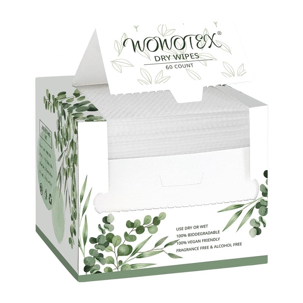 Toalhas Faciais Descartáveis WOWOTEX Biodegradáveis, Grandes e Secas, 60 Unidades/Caixa, Extra Grossas e Macias para Lim