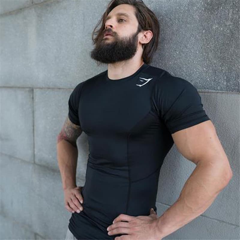 Brother Slim-fit collants roupas de Fitness de manga curta muscular roupas de secagem rápida esportes masculinos respirá