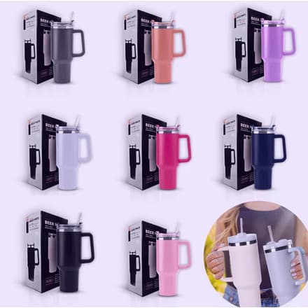 KIT 10 Copo GarrafaTérmico Inox  1200ml com tampa e Canudo Cores Aleatórios variados sortidas