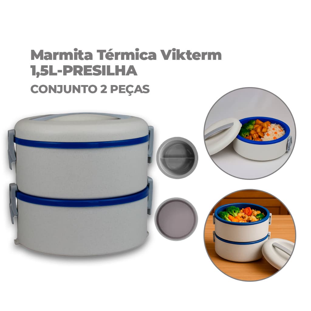 Marmita Vikterm Térmica 1,5 Litros Conjunto de 2 peças