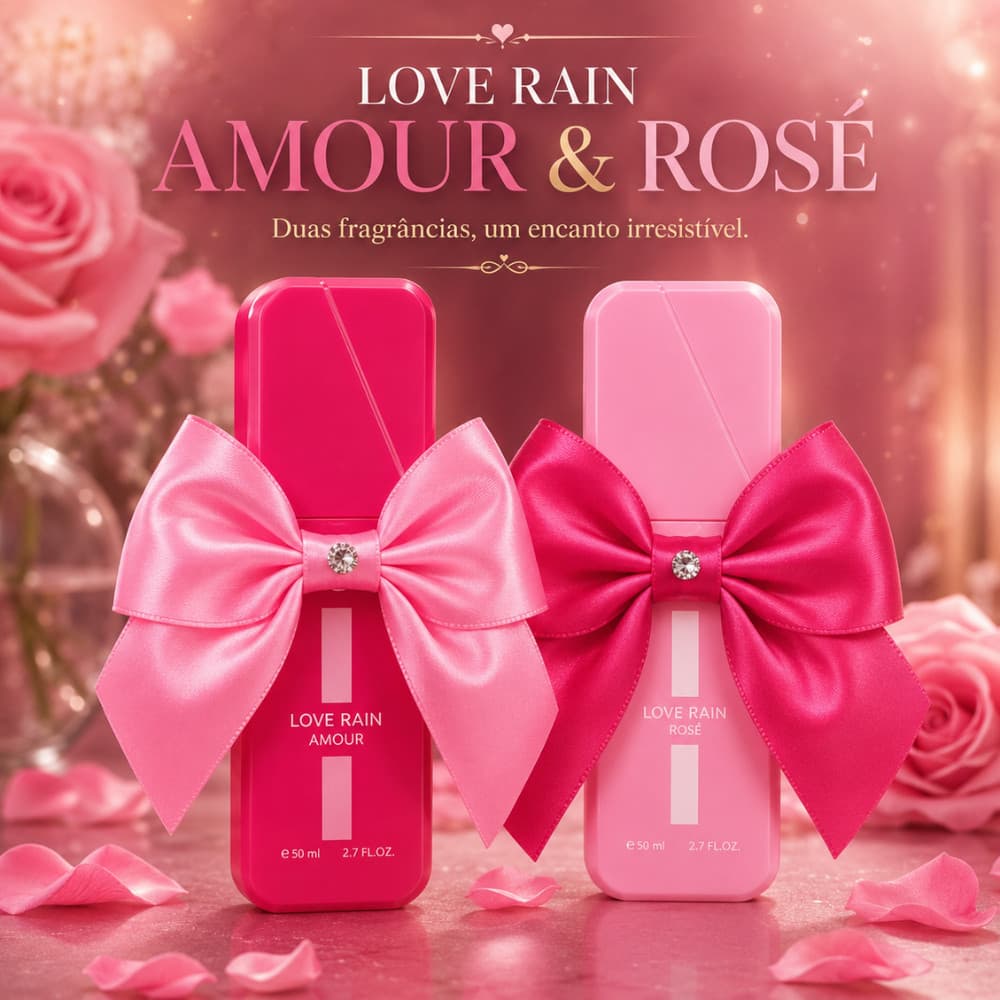 Perfume Feminino Petit Grace Love Rain Rose ou Amour 80ml Aroma Delicado Infanto Juvenil Longa Fixação
