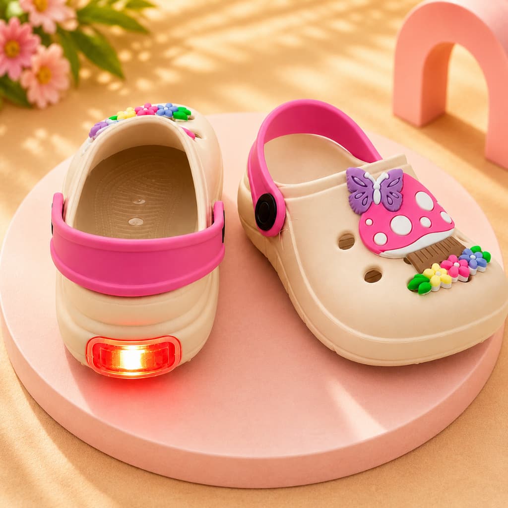 Papete Babuche Infantil menina escolar sandália com led