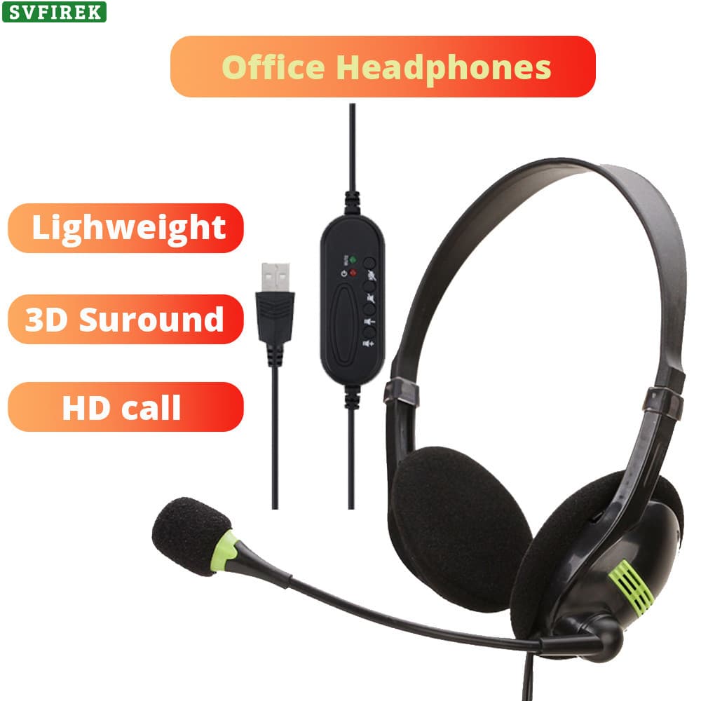 Fone De Ouvido USB Sobre A Orelha Para Computador Com Microfone Omnidirecional Ajustável 3D Surround Super Bass Protetor