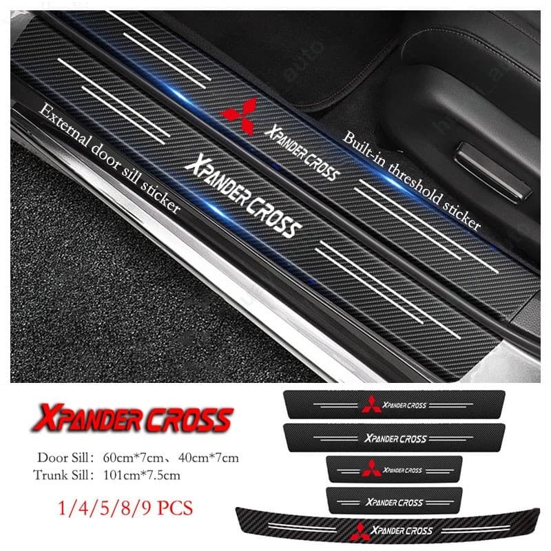 Mitsubishi Xpander Cruz Adesivo De Soleira De Porta De Carro Anti-Arranhões Couro De Fibra De Carbono Protetor-Malas Ace
