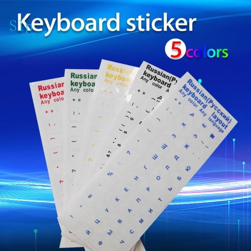 Slp 2 Peças Adesivo Do Alfabeto Russo Para Teclado Preto Azul Verde Vermelho Amarelo Personagem
