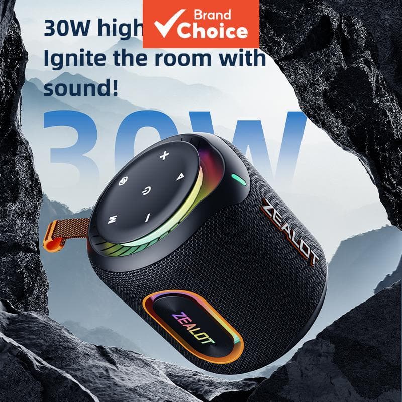 ZEALOT M1 Caixa de Som Bluetooth sem Fio com Relógio Digital, 30W estéreo, Corrente Daisy BT5.4, IPX6 à Prova d'Água,