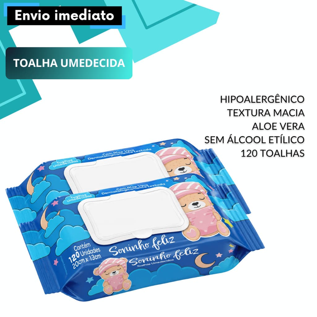 Kit 1440/1200/960/600 Lenços Umedecidos Soninho Feliz Estoque Econômico Para Uso Diário da Família