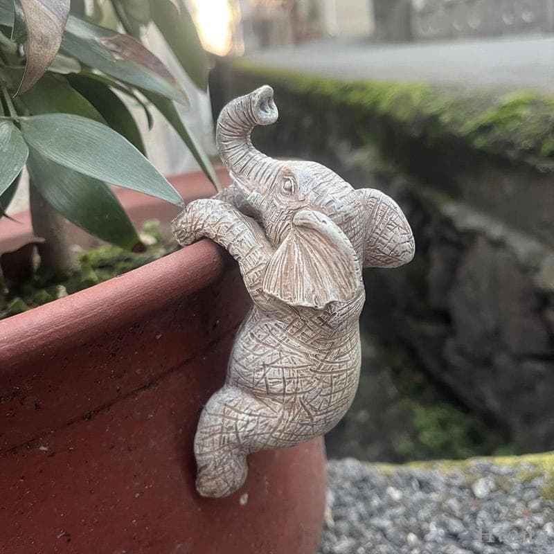 [Htong] Estatueta De Elefante De Resina Pendurada Vaso De Flores Hugger Para Varanda Ao Ar Livre Cerca Decoração De Tanq