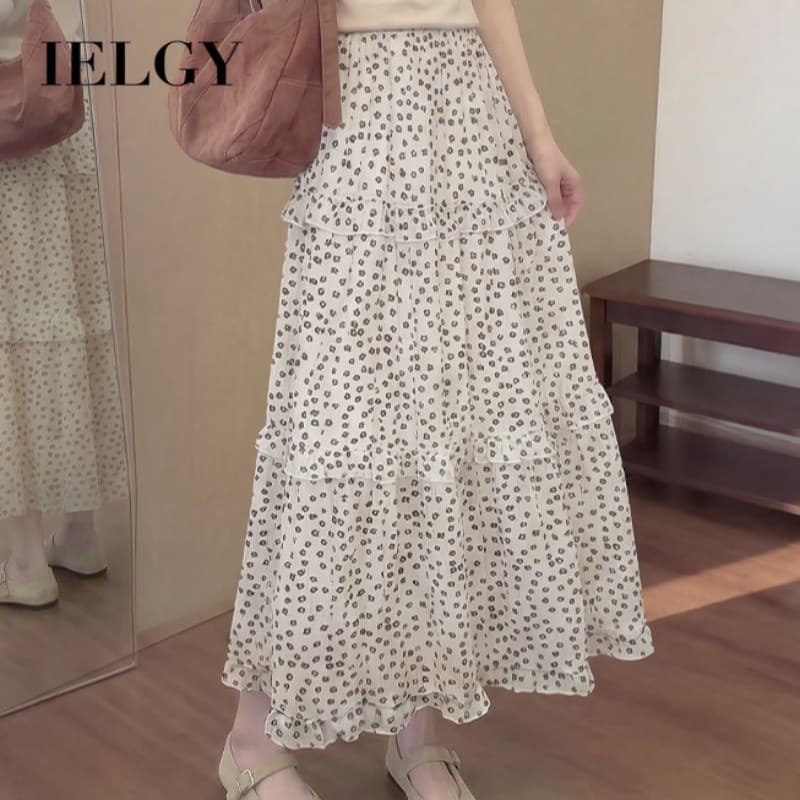IELGY Saia Floral preta feminina capa de verão cruz a linha guarda-chuva saia bolo