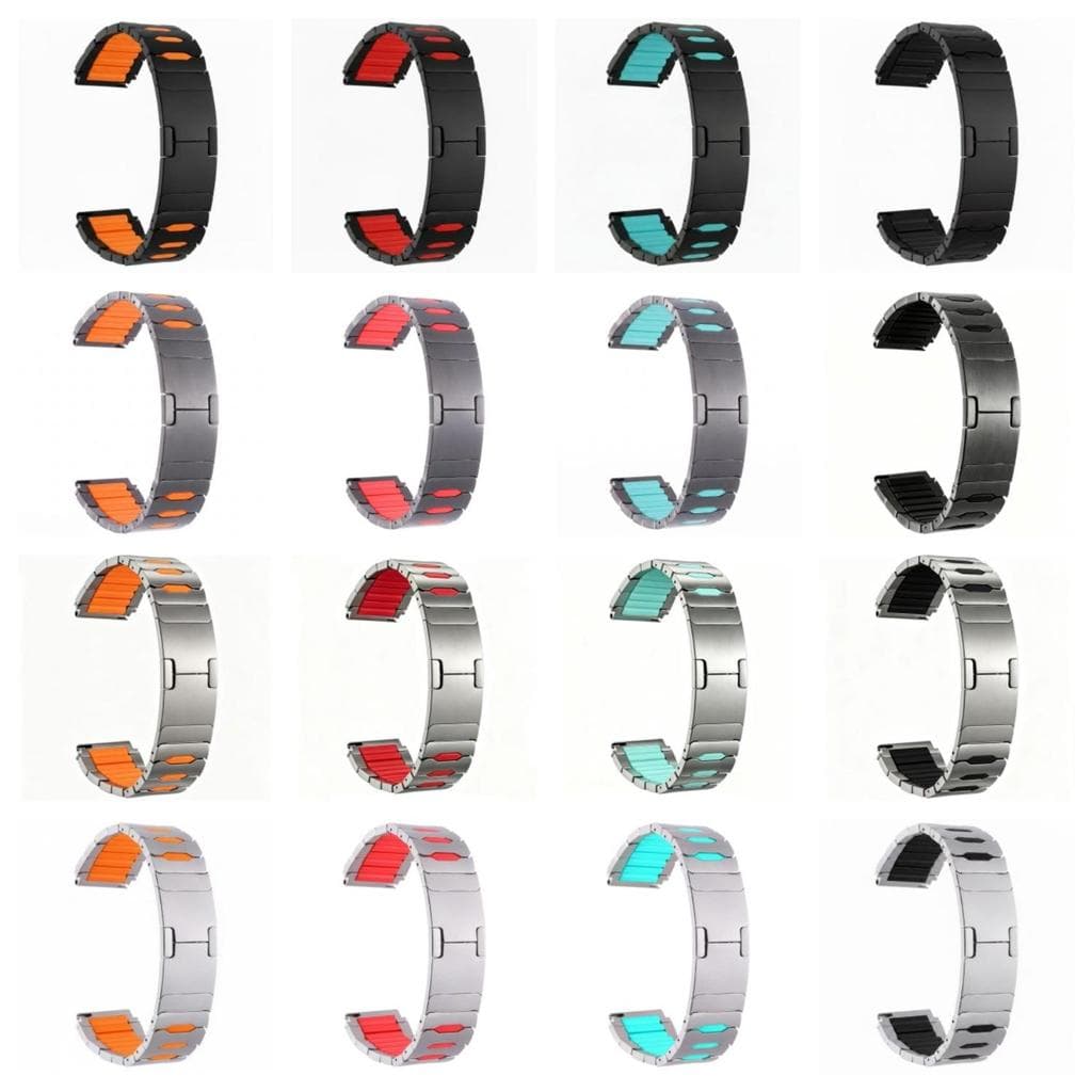 Pulseira De Relógio Híbrida De Silicone De Metal Curvo De 22 Mm Com Fivela Original Banda De Substituição De Liberação R