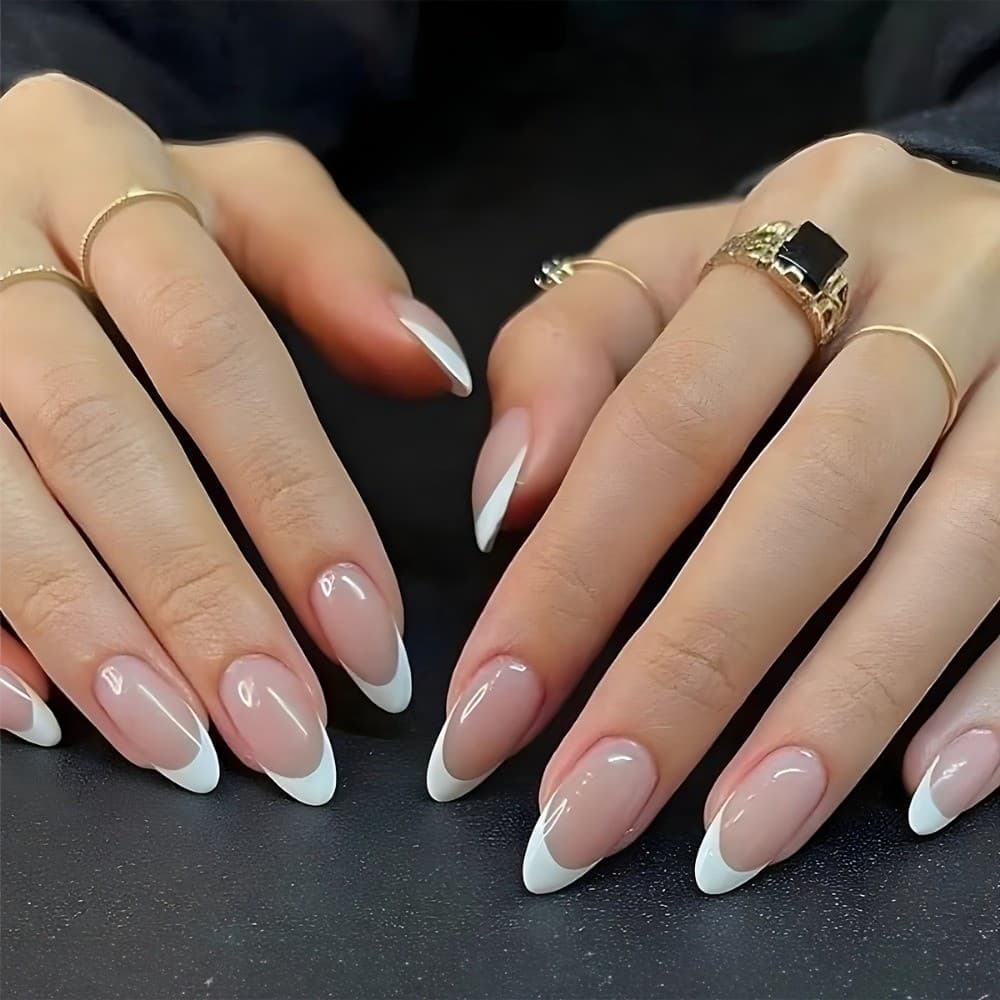 Prensa Francesa Branca Em Formato De Amêndoa , 24 Peças , Nude Natural , Unhas Acabadas Para Mulheres E Meninas