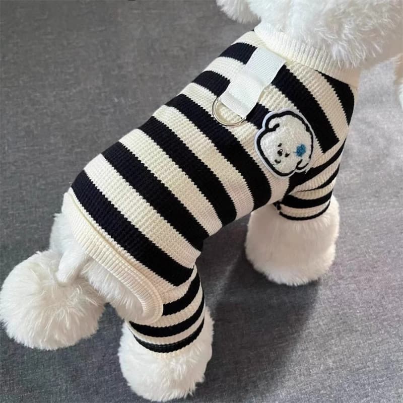 Kexiong roupas para cães, roupas de quatro pernas, outono inverno, roupa externa, tração, Bimei Bodi, listras, quentes,