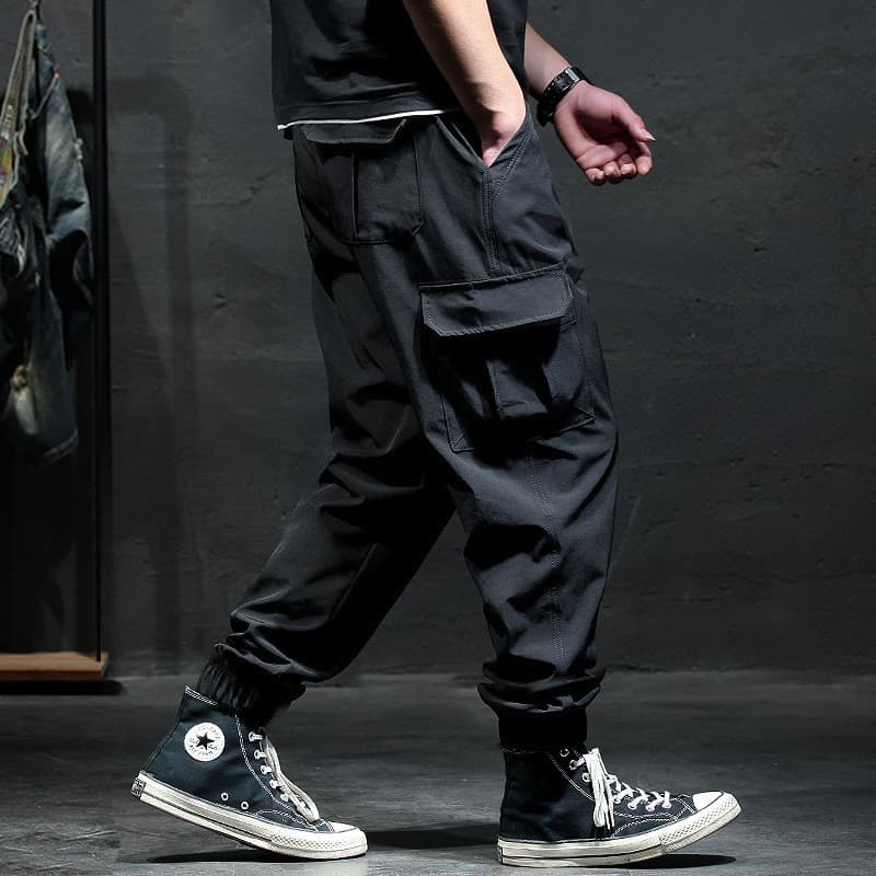 Calça Cargo Masculina Fina De Verão De Secagem Rápida Solta Plus Size Harém Com Vários Bolsos