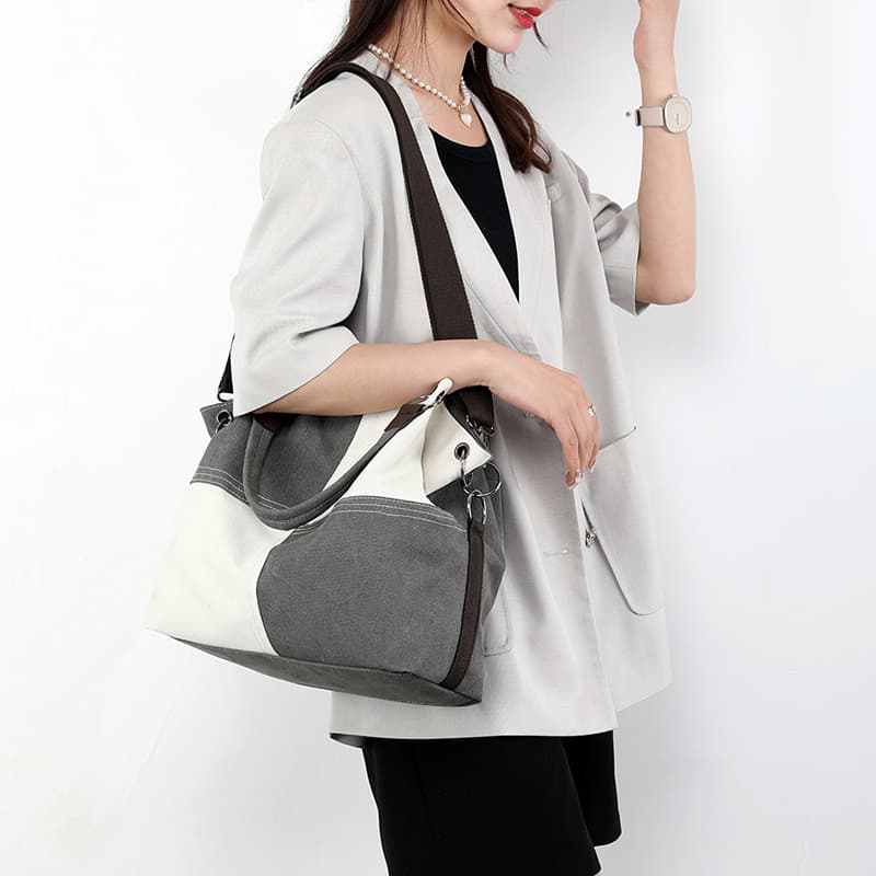 Senhoras Casual cor combinando bolsa de lona moda All-Match portátil saco do mensageiro costura contraste cor de um ombr