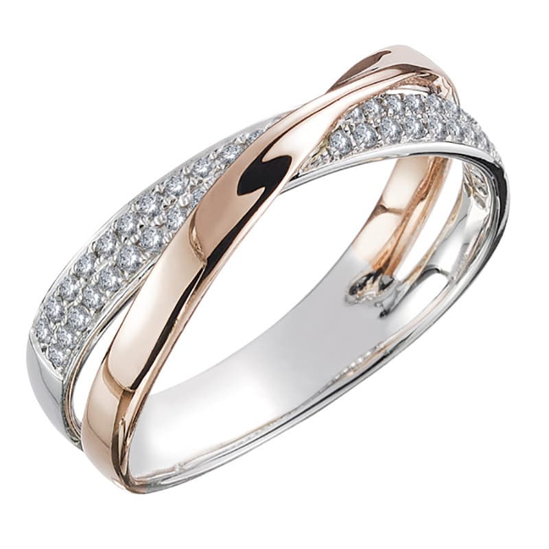 Anel feminino de duas cores em forma de X, liga banhada a ouro de zircônia incrustada, Design exclusivo, presente