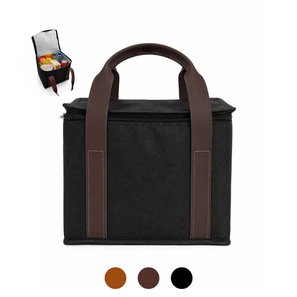 Bolsa Térmica Grande Costurada Lancheira para Marmita Portátil em Couro Sintético